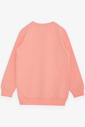 BREEZE Kız Çocuk Sweatshirt Yaldızlı Yazı Baskılı 6-12 Yaş, Somon