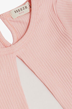 Breeze Kız Çocuk Uzun Kollu Elbise Tüllü 3-8 Yaş, Somon