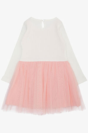 Breeze Kız Çocuk Uzun Kollu Elbise Tüllü 3-8 Yaş, Ekru