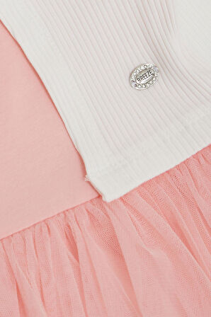 Breeze Kız Çocuk Uzun Kollu Elbise Tüllü 3-8 Yaş, Ekru