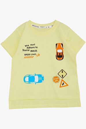 BREEZE Erkek Çocuk Tişört Slogan Temalı Araba Baskılı 2-6 Yaş, Sarı