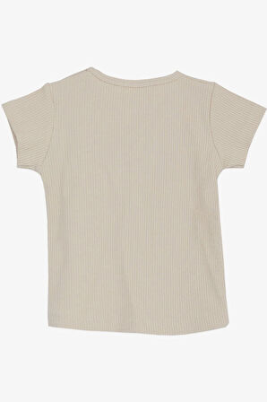 Breeze Kız Bebek Tişört Güpürlü Armalı 9 Ay-3 Yaş, Bej