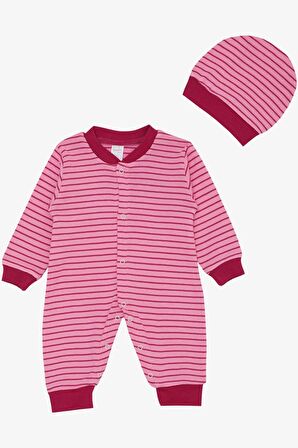 Breeze Kız Bebek Tulum Çizgili 0-6 Ay, Pembe