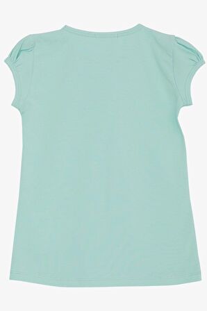 BREEZE Kız Çocuk Tişört Güpürlü 4-8 Yaş, Su Yeşili