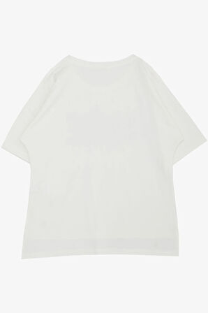 Breeze Kız Çocuk Tişört Smile Yazı Baskılı Taşlı 9-16 Yaş, Ekru