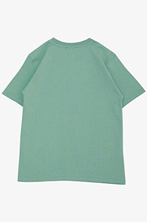 Breeze Erkek Çocuk Tişört Asla Pes Etme Tasarım Baskılı 9-16 Yaş, Mint Yeşili