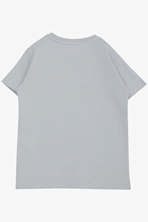 BREEZE Erkek Çocuk Tişört Yazı Baskılı Cepli 8-12 Yaş, Gri