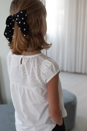 Breeze Kız Çocuk Tişört Nakışlı Çiçek İşlemeli 4-8 Yaş, Ekru