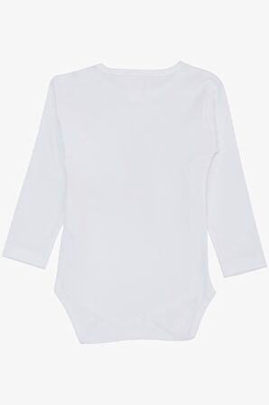 Breeze Kız Bebek Çıtçıtlı Zıbın Body Sevgi Temalı Kedicik Baskılı 9 Ay-3 Yaş, Beyaz