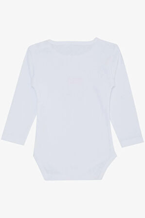 Breeze Kız Bebek Çıtçıtlı Zıbın Body Bandanalı Fil Baskılı 9 Ay-3 Yaş, Beyaz