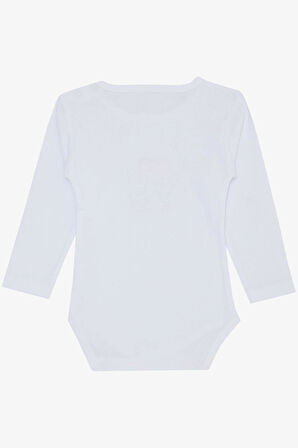 Breeze Kız Bebek Çıtçıtlı Zıbın Body Bandanalı Fil Baskılı 9 Ay-3 Yaş, Beyaz