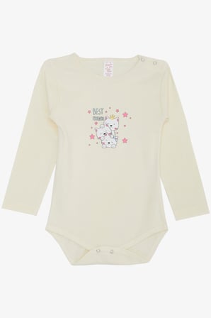 Breeze Kız Bebek Çıtçıtlı Zıbın Body Dostluk Temalı Prenses Kedicikler Baskılı 9 Ay-3 Yaş, Krem