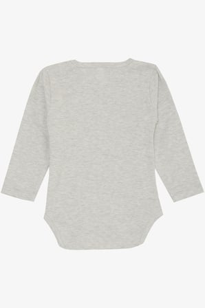 Breeze Kız Bebek Çıtçıtlı Zıbın Body Sevimli Bebek Kedicik Baskılı 9 Ay-3 Yaş, Açık Gri Melanj