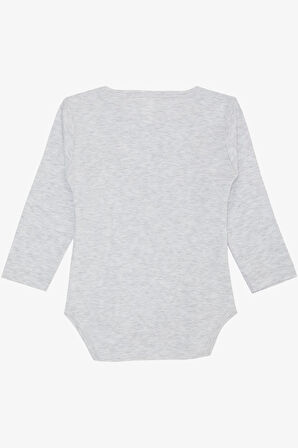 Breeze Kız Bebek Çıtçıtlı Zıbın Body Havalı Tavşancık Baskılı 9 Ay-3 Yaş, Açık Gri Melanj