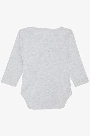 Breeze Kız Bebek Çıtçıtlı Zıbın Body Uğur Böceği Baskılı Çiçekli 9 Ay-3 Yaş, Açık Gri Melanj