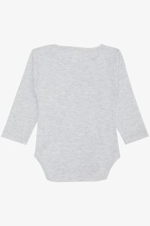 Breeze Kız Bebek Çıtçıtlı Zıbın Body Uğur Böceği Baskılı Çiçekli 9 Ay-3 Yaş, Açık Gri Melanj