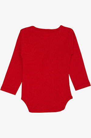 Breeze Kız Bebek Çıtçıtlı Zıbın Body Gözlüklü Kedicik Baskılı 9 Ay-3 Yaş, Kırmızı