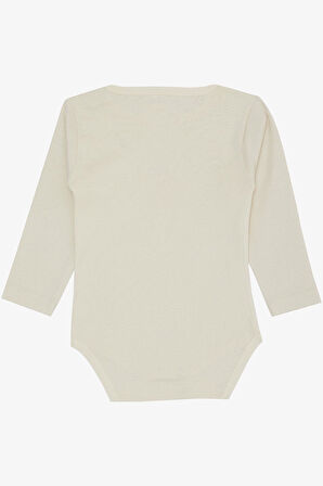 Breeze Kız Bebek Çıtçıtlı Zıbın Body Kalpli Uğur Böceği Baskılı 9 Ay-3 Yaş, Ekru