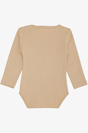 Breeze Kız Bebek Çıtçıtlı Zıbın Body Sevimli Bebek Kedicik Baskılı 9 Ay-3 Yaş, Bej