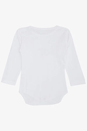 Breeze Erkek Bebek Çıtçıtlı Zıbın Body Astronot Zürafa Baskılı 9 Ay-3 Yaş, Beyaz