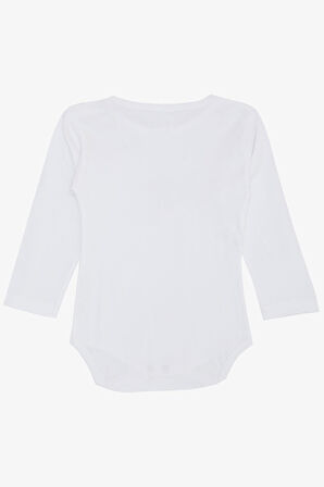 Breeze Erkek Bebek Çıtçıtlı Zıbın Body Astronot Zürafa Baskılı 9 Ay-3 Yaş, Beyaz