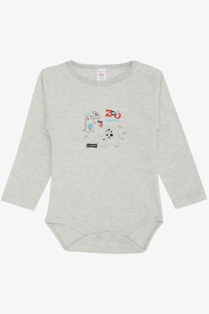 Breeze Erkek Bebek Çıtçıtlı Zıbın Body Hayvanat Bahçesi Dost Hayvanlar Baskılı 9 Ay-3 Yaş, Bej Melanj
