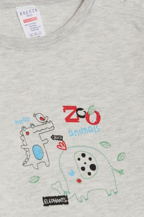Breeze Erkek Bebek Çıtçıtlı Zıbın Body Hayvanat Bahçesi Dost Hayvanlar Baskılı 9 Ay-3 Yaş, Bej Melanj