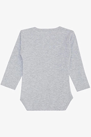 Breeze Erkek Bebek Çıtçıtlı Zıbın Body Hayvanat Bahçesi Dost Hayvanlar Baskılı 9 Ay-3 Yaş, Açık Gri Melanj