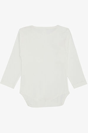 Breeze Erkek Bebek Çıtçıtlı Zıbın Body Gözlüklü Kedicik Baskılı 9 Ay-3 Yaş, Ekru