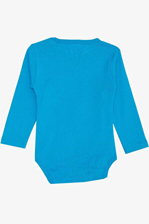 Breeze Erkek Bebek Çıtçıtlı Zıbın Body Mutlu Dinozor Baskılı 9 Ay-3 Yaş, Mavi