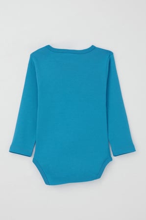 Breeze Erkek Bebek Çıtçıtlı Zıbın Body Mutlu Dinozor Baskılı 9 Ay-3 Yaş, Mavi