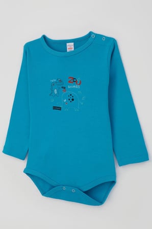 Breeze Erkek Bebek Çıtçıtlı Zıbın Body Hayvanat Bahçesi Dost Hayvanlar Baskılı 9 Ay-3 Yaş, Mavi