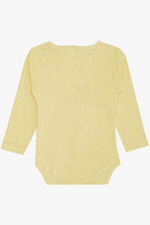 Breeze Erkek Bebek Çıtçıtlı Zıbın Body Gözlüklü Kedicik Baskılı 9 Ay-3 Yaş, Sarı