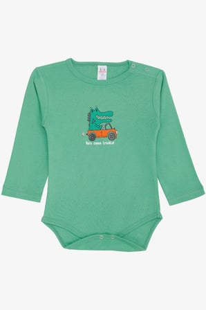 Breeze Erkek Bebek Çıtçıtlı Zıbın Body Şoför Timsahcık Baskılı 9 Ay-3 Yaş, Mint Yeşili