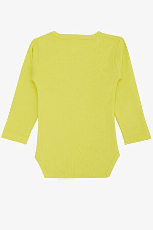 Breeze Erkek Bebek Çıtçıtlı Zıbın Body Araba Baskılı 9 Ay-3 Yaş, Neon Sarı