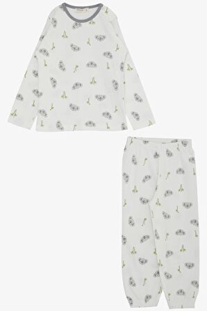 BREEZE Kız Bebek Pijama Takımı Sevimli Koala Desenli 9 Ay-3 Yaş, Ekru