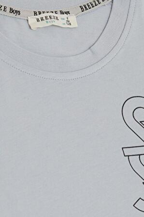 Breeze Erkek Çocuk Tişört Yazı Baskılı Arkası Desenli 8-12 Yaş, Gri