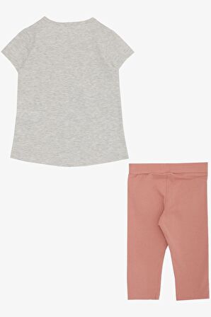 BREEZE Kız Çocuk Kapri Taytlı Takım Sevgi Temalı Tavşancık Baskılı 1.5-5 Yaş, Açık Gri Melanj