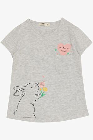 BREEZE Kız Çocuk Kapri Taytlı Takım Sevgi Temalı Tavşancık Baskılı 1.5-5 Yaş, Açık Gri Melanj