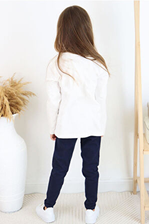 Breeze Kız Çocuk Taytlı Takım Dostluk Temalı Mutlu Kızlar Baskılı 2-6 Yaş, Ekru