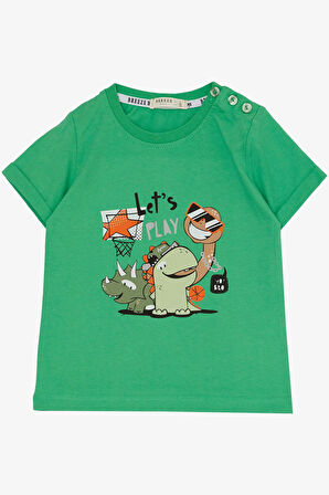 Breeze Erkek Çocuk Şortlu Takım Oyun Zamanı Mutlu Hayvancıklar Baskılı 1-4 Yaş, Yeşil