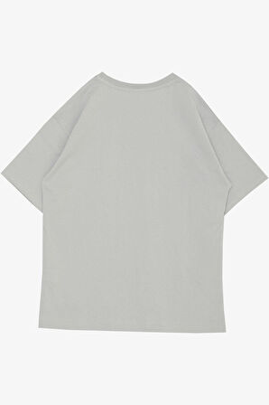 Breeze Erkek Çocuk Tişört Yazı Baskılı Armalı 9-14 Yaş, Açık Gri