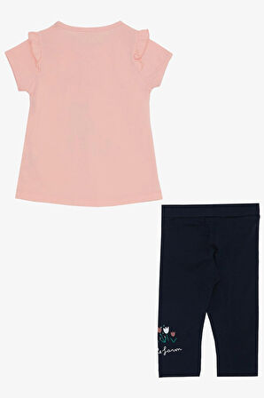 Breeze Kız Çocuk Kapri Taytlı Takım Çifti Kız Baskılı 1-4 Yaş, Somon