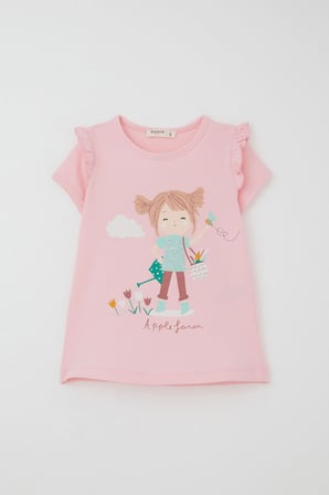 Breeze Kız Çocuk Kapri Taytlı Takım Çifti Kız Baskılı 1-4 Yaş, Pembe