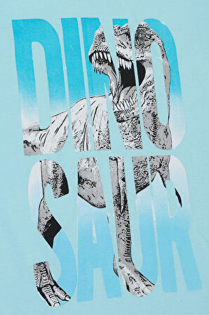 Breeze Erkek Çocuk Tişört Kükreyen Dinozor Baskılı 5-10 Yaş, Açık Mavi