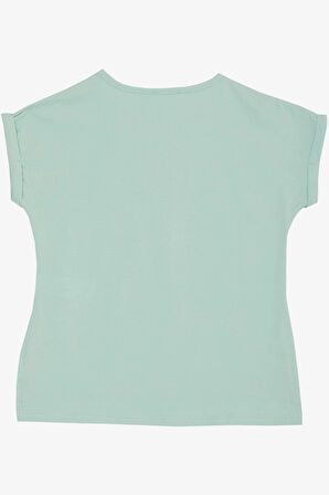 Breeze Kız Çocuk Tişört Kelebek Baskılı 10-16 Yaş, Su Yeşili