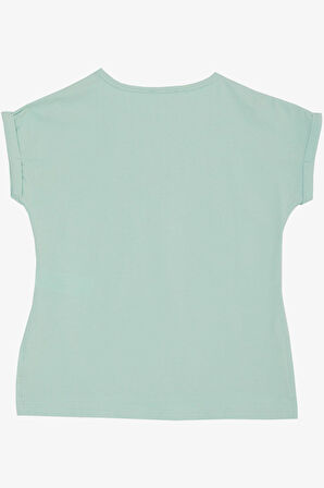 Breeze Kız Çocuk Tişört Kelebek Baskılı 10-16 Yaş, Su Yeşili