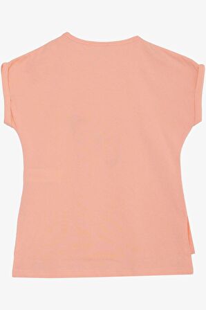 Breeze Kız Çocuk Tişört Kelebek Baskılı 10-16 Yaş, Somon