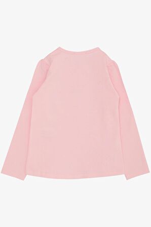 Breeze Kız Çocuk Uzun Kollu Tişört Kabartma Nakışlı Kuğu Baskılı 2-6 Yaş, Pembe