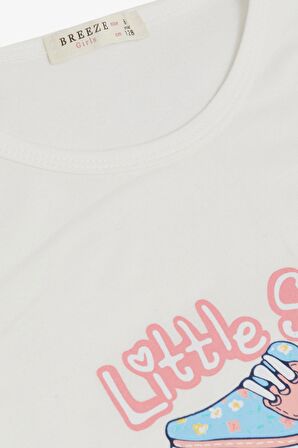 BREEZE Kız Çocuk Taytlı Takım Renkli Ayakkabı Baskılı 5-10 Yaş, Ekru